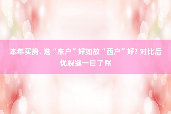 本年买房, 选“东户”好如故“西户”好? 对比后优裂缝一目了然