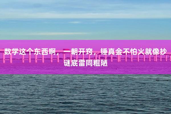数学这个东西啊，一朝开窍，锤真金不怕火就像抄谜底雷同粗陋